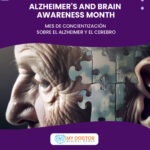 Graphic representation of Alzheimer's & Brain Awareness Month highlighting Alzheimer's research progress