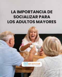 Tres ancianos socializando con el título 'El Rol Fundamental de Socializar para los Mayores en primer plano