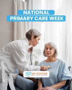 Doctor examining elderly female patient with a stethoscope